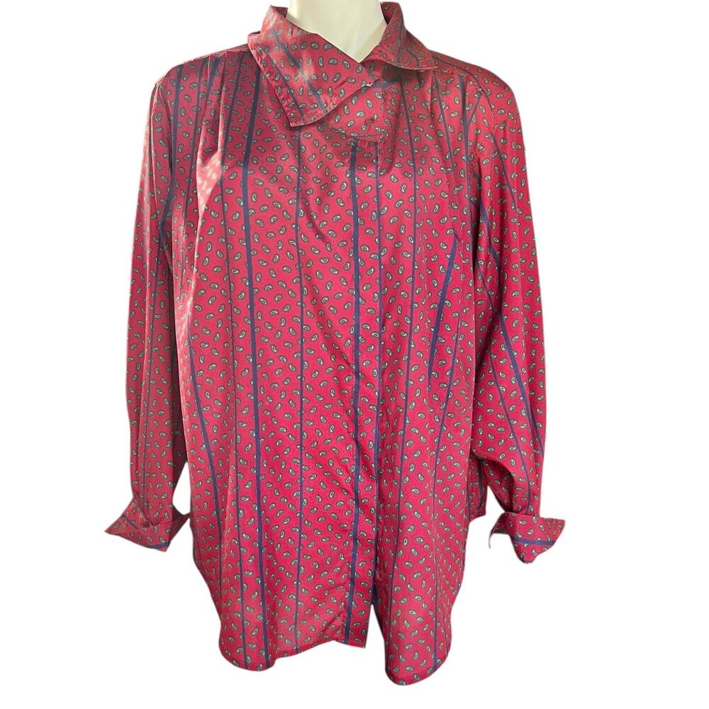 Vintage Sporting Life Hauber Womens 14 Shirt Paisley Pattern Red Green W German